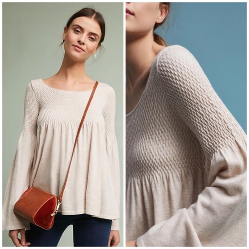 Anthro Knitted & Knotted Esme Bell Sleeve Sweater - Picture 1 of 10